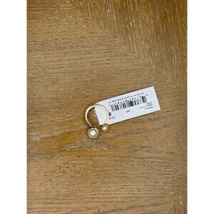 Emily in Paris Gold Tone Pearl Open Hoop Ring Earrings Double Pearl Minimalist